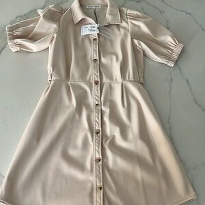 Melissa Nepton Faux Leather Dress Color Sandshell Size Medium NWT